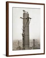 Climbing Factory Chimney-null-Framed Photographic Print