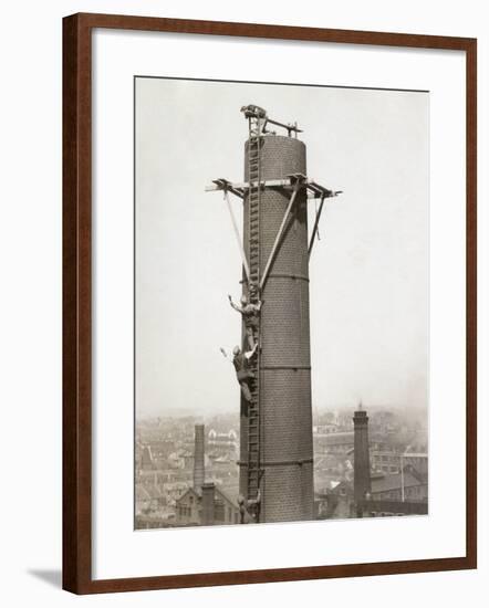 Climbing Factory Chimney-null-Framed Photographic Print