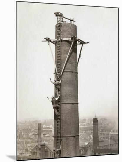 Climbing Factory Chimney-null-Mounted Photographic Print