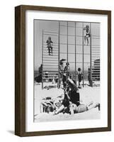 Climbing Frames on the Beach and a Family on Holiday in Warnemunde, Germany in 1936-Robert Hunt-Framed Photographic Print