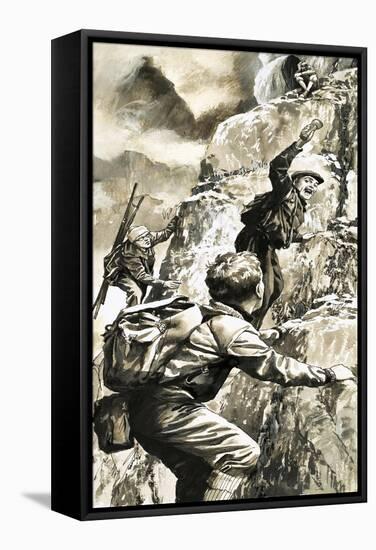 Climbing in the Peak District-Bill Lacey-Framed Stretched Canvas