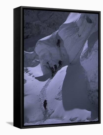 Climbing Khumbu Ice Fall, Nepal-Michael Brown-Framed Stretched Canvas