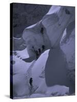 Climbing Khumbu Ice Fall, Nepal-Michael Brown-Stretched Canvas