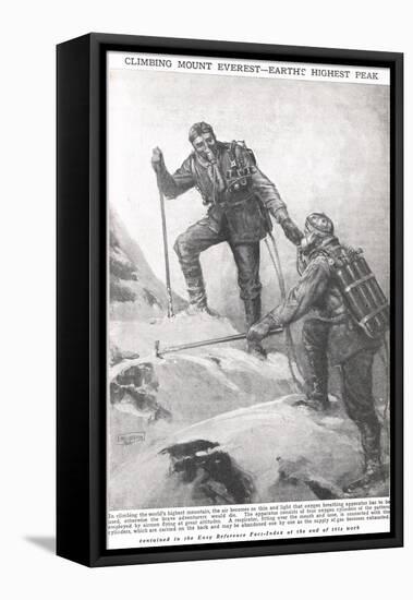 Climbing Mount Everest, Illustration from 'Newnes Pictorial Book of Knowledge', c.1920-Duncan McPherson-Framed Stretched Canvas