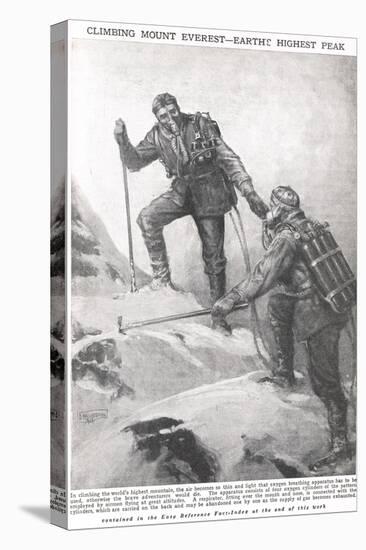 Climbing Mount Everest, Illustration from 'Newnes Pictorial Book of Knowledge', c.1920-Duncan McPherson-Stretched Canvas