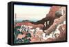 Climbing on Mt. Fuji-Katsushika Hokusai-Framed Stretched Canvas