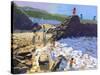 Climbing on the Rocks, St Ives-Andrew Macara-Stretched Canvas