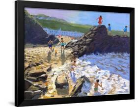 Climbing on the Rocks, St Ives-Andrew Macara-Framed Giclee Print