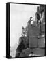 Climbing the Great Pyramid, Egypt, Late 19th Century-John L Stoddard-Framed Stretched Canvas