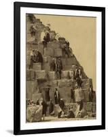 Climbing the Great Pyramid of Giza, 19th Century-Science Source-Framed Premium Giclee Print
