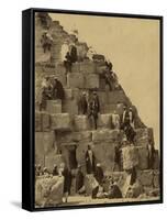 Climbing the Great Pyramid of Giza, 19th Century-Science Source-Framed Stretched Canvas