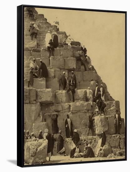 Climbing the Great Pyramid of Giza, 19th Century-Science Source-Framed Stretched Canvas