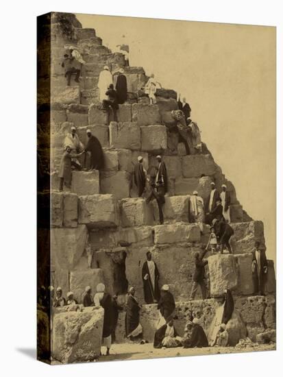 Climbing the Great Pyramid of Giza, 19th Century-Science Source-Stretched Canvas