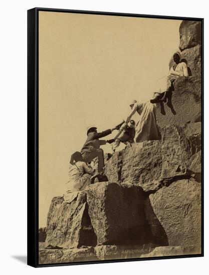 Climbing the Great Pyramid of Giza, 19th Century-Science Source-Framed Stretched Canvas