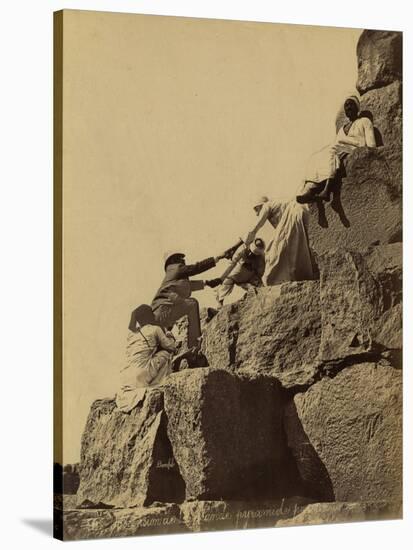 Climbing the Great Pyramid of Giza, 19th Century-Science Source-Stretched Canvas