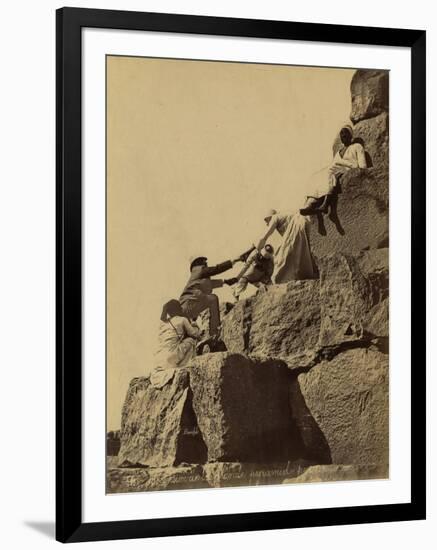 Climbing the Great Pyramid of Giza, 19th Century-Science Source-Framed Giclee Print