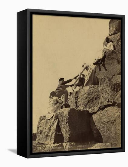 Climbing the Great Pyramid of Giza, 19th Century-Science Source-Framed Stretched Canvas