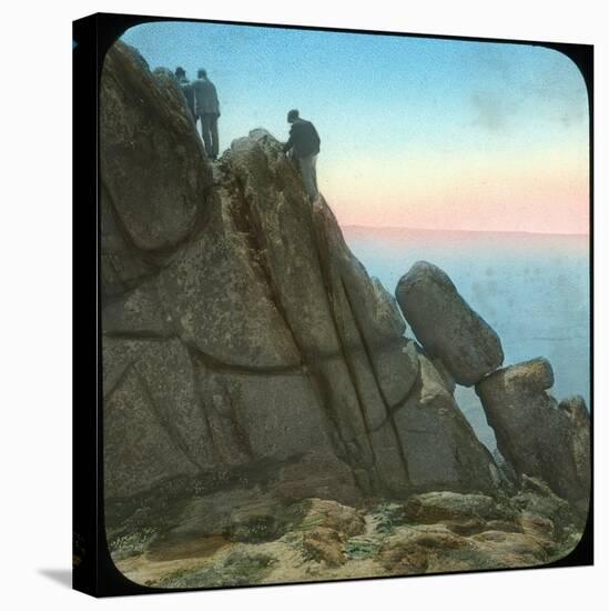 Climbing the Logan Rock, Near Treen, Cornwall, Late 19th or Early 20th Century-null-Stretched Canvas