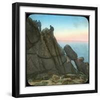 Climbing the Logan Rock, Near Treen, Cornwall, Late 19th or Early 20th Century-null-Framed Giclee Print