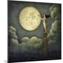 Climbing to the Moon-Sasha-Mounted Giclee Print