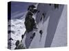 Climbing up a Steep Snow Face, New Zealand-Michael Brown-Stretched Canvas