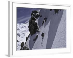 Climbing up a Steep Snow Face, New Zealand-Michael Brown-Framed Photographic Print