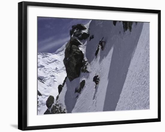 Climbing up a Steep Snow Face, New Zealand-Michael Brown-Framed Photographic Print