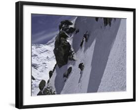 Climbing up a Steep Snow Face, New Zealand-Michael Brown-Framed Photographic Print