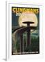 Clingmans Dome and Moon - Great Smoky Mountains National Park, TN-Lantern Press-Framed Art Print