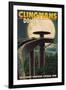 Clingmans Dome and Moon - Great Smoky Mountains National Park, TN-Lantern Press-Framed Art Print