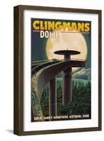 Clingmans Dome and Moon - Great Smoky Mountains National Park, TN-Lantern Press-Framed Art Print