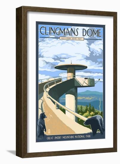 Clingmans Dome - Great Smoky Mountains National Park, TN-Lantern Press-Framed Art Print