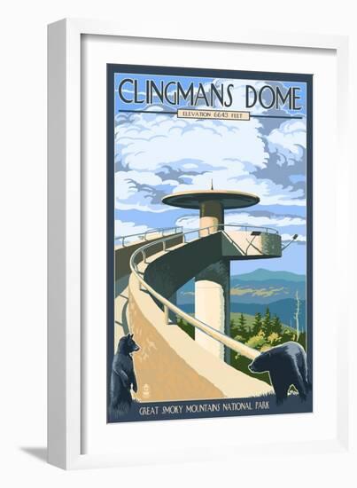 Clingmans Dome - Great Smoky Mountains National Park, TN-Lantern Press-Framed Art Print