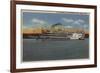 Clinton, IA - View of S.S.President on Miss. River-Lantern Press-Framed Premium Giclee Print