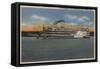 Clinton, IA - View of S.S.President on Miss. River-Lantern Press-Framed Stretched Canvas