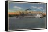 Clinton, IA - View of S.S.President on Miss. River-Lantern Press-Framed Stretched Canvas