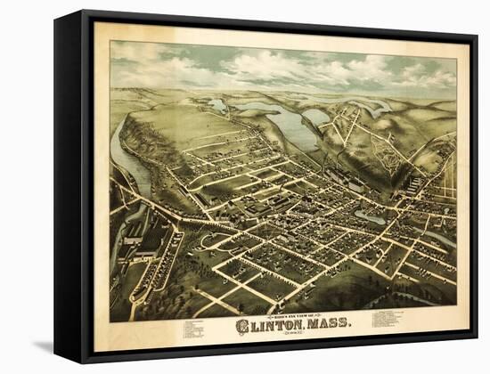 Clinton, Massachusetts - Panoramic Map-Lantern Press-Framed Stretched Canvas