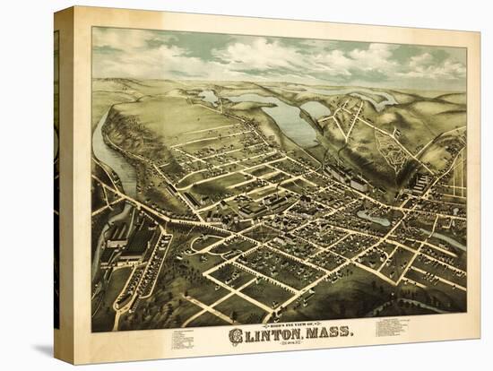 Clinton, Massachusetts - Panoramic Map-Lantern Press-Stretched Canvas