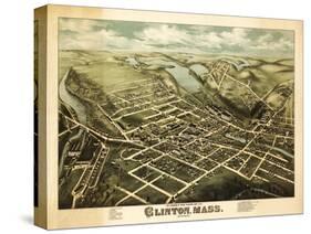 Clinton, Massachusetts - Panoramic Map-Lantern Press-Stretched Canvas