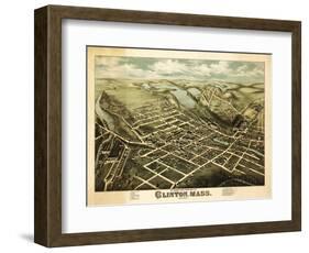 Clinton, Massachusetts - Panoramic Map-Lantern Press-Framed Art Print