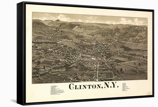 Clinton, New York - Panoramic Map-Lantern Press-Framed Stretched Canvas