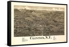 Clinton, New York - Panoramic Map-Lantern Press-Framed Stretched Canvas