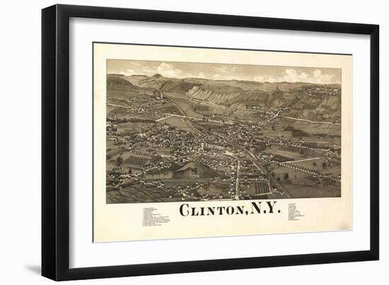 Clinton, New York - Panoramic Map-Lantern Press-Framed Art Print