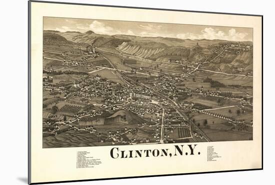 Clinton, New York - Panoramic Map-Lantern Press-Mounted Art Print