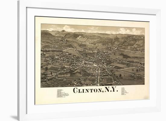 Clinton, New York - Panoramic Map-Lantern Press-Framed Premium Giclee Print