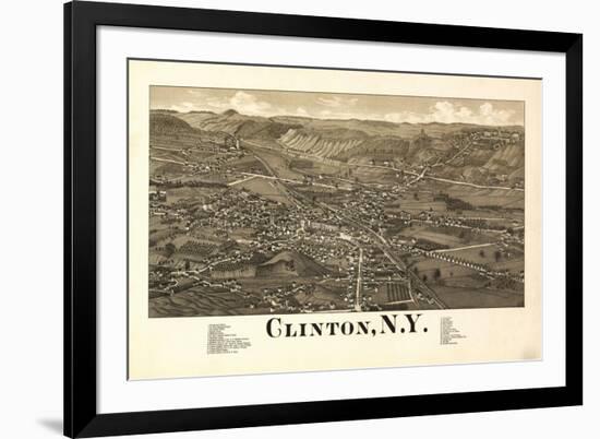 Clinton, New York - Panoramic Map-Lantern Press-Framed Art Print