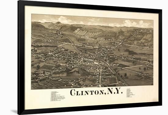 Clinton, New York - Panoramic Map-Lantern Press-Framed Art Print