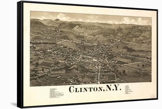 Clinton, New York - Panoramic Map-Lantern Press-Framed Stretched Canvas