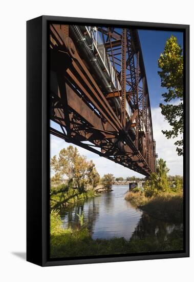 Clinton Presidential Park Bridge, Little Rock, Arkansas, USA-Walter Bibikow-Framed Stretched Canvas