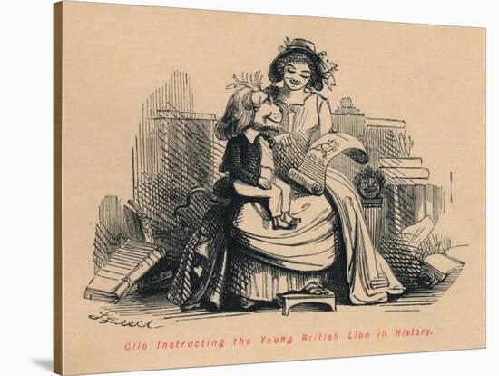 'Clio instructing the Young British Lion in History', c1860, (c1860)-John Leech-Stretched Canvas